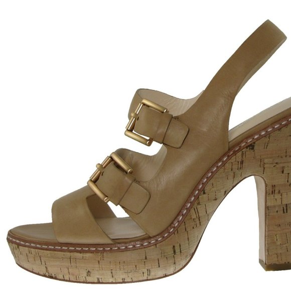 Coach Katee leather sandals cork heeled 8B - Picture 1 of 3
